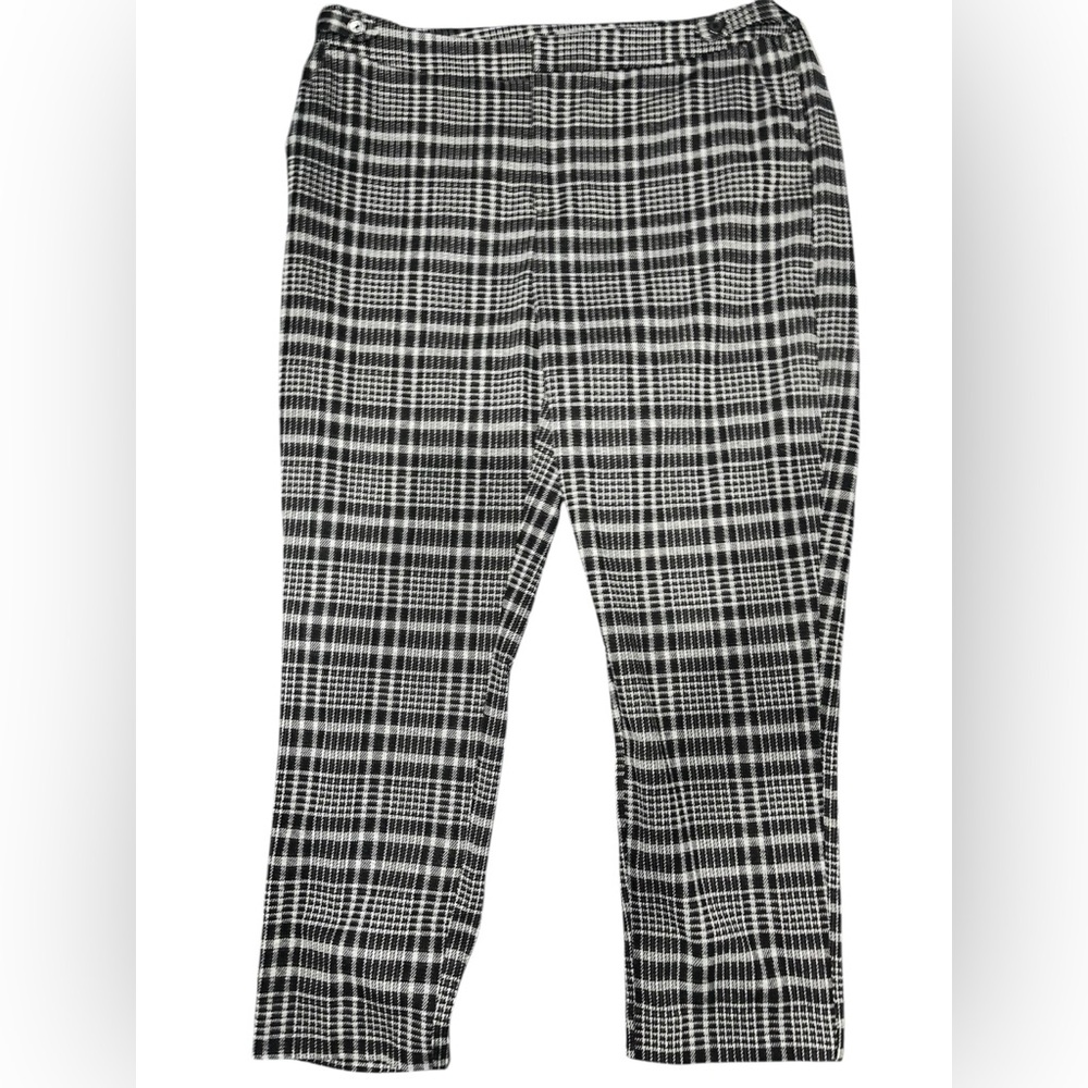 Sharagano Menswear XL Plaid Black & White Casual Formal Cropped Capri Pants NWT